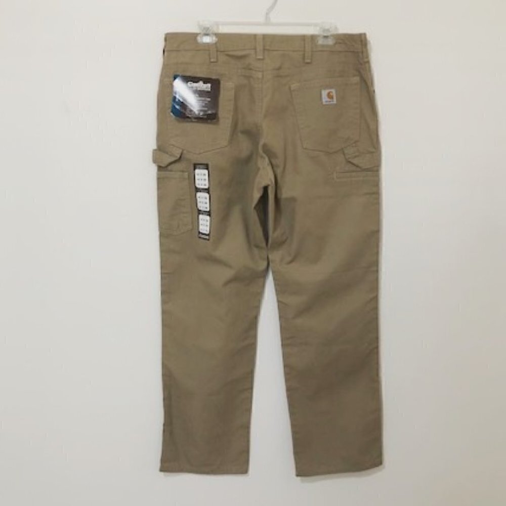 𝅺carhartt Khaki Relaxed Fit Canvas Carpenter Jeans - Picture 3 of 8